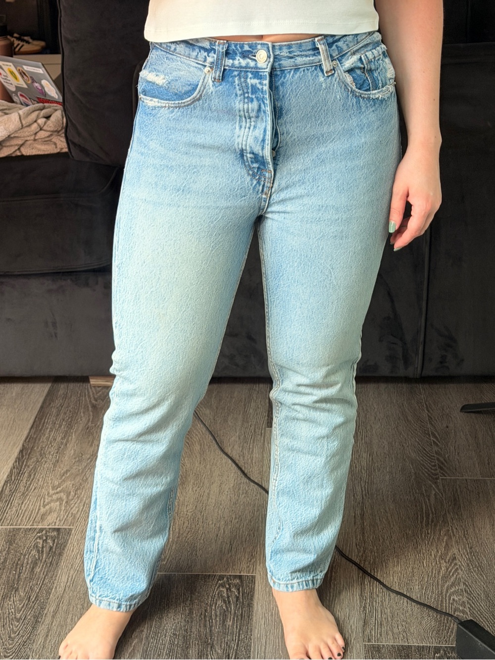 stradivarius Light Blue Straight-Leg Jeans